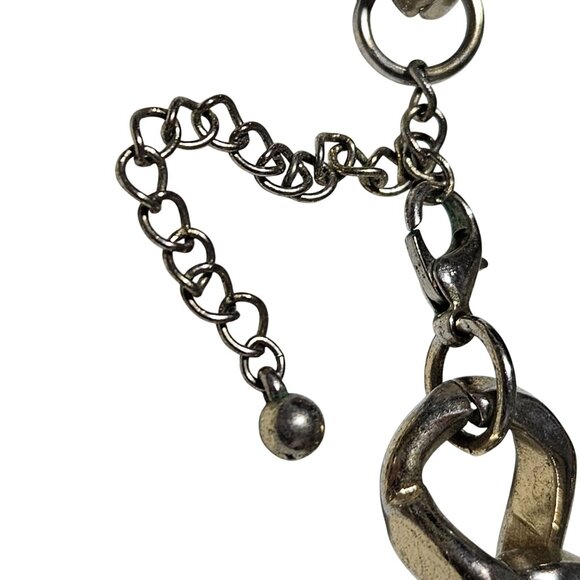 Vintage Silver Cuban Link Chunky Chain Necklace Steam Punk Goth Fashion Jewelry - Picture 3 of 5